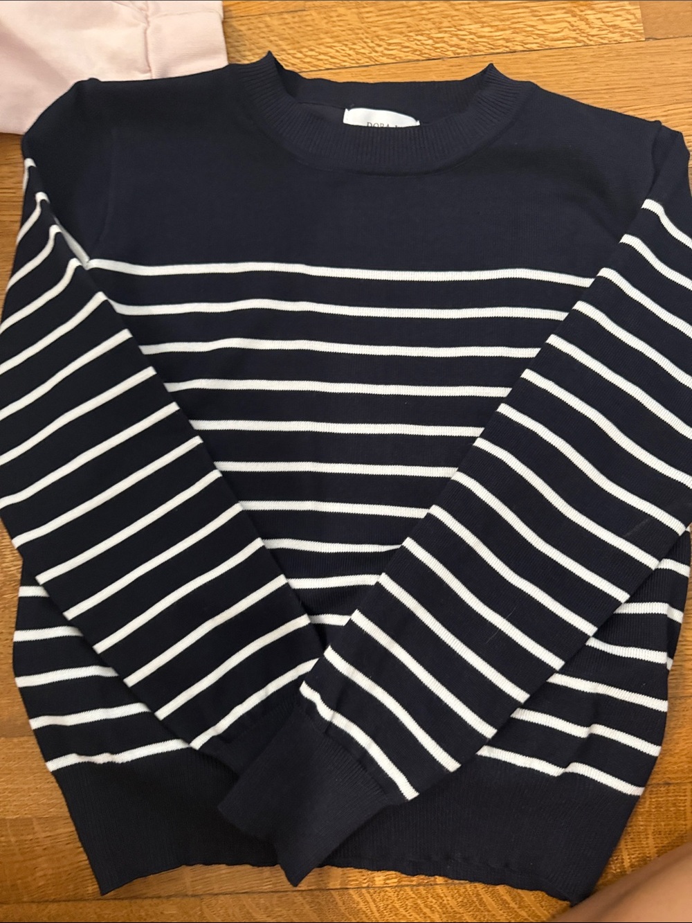 Navy and White Striped Knit Sweater